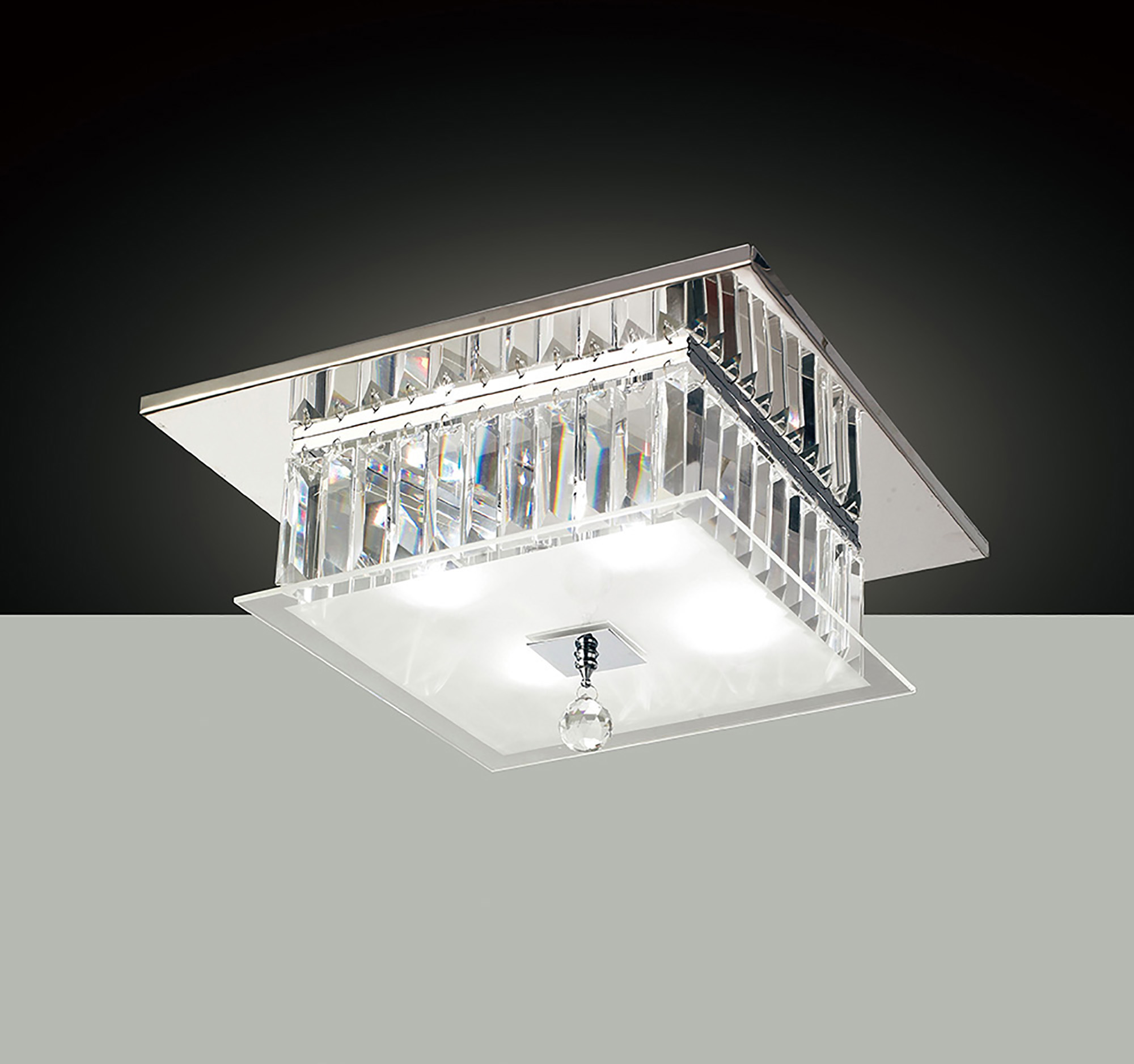 Tosca Crystal Ceiling Lights Diyas Ringed & Square Crystal Fittings